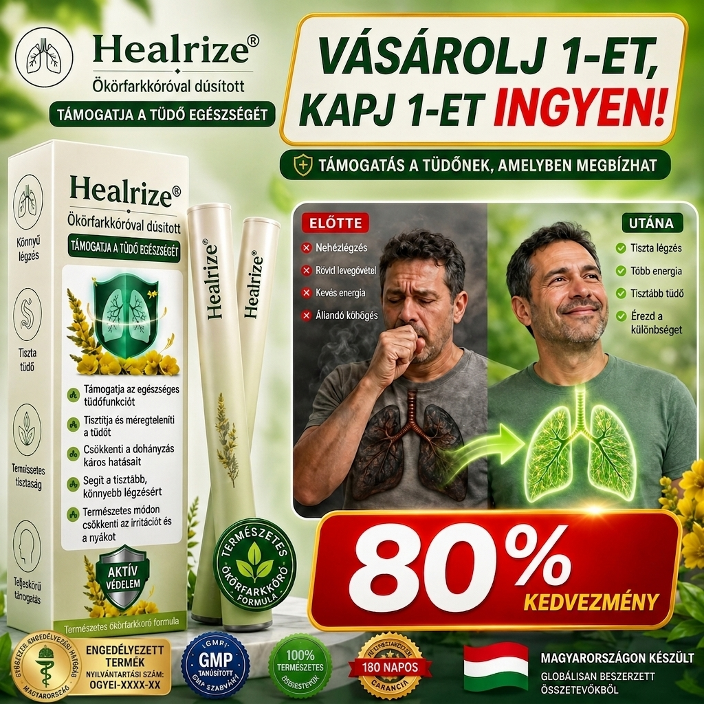 🎁 Már csak 5 doboz Healrize® maradt! Spóroljon extra 30%-ot még ma – gondoskodjon tüdeje és légutai egészségéről, mielőtt véget ér ez a korlátozott idejű ajánlat!